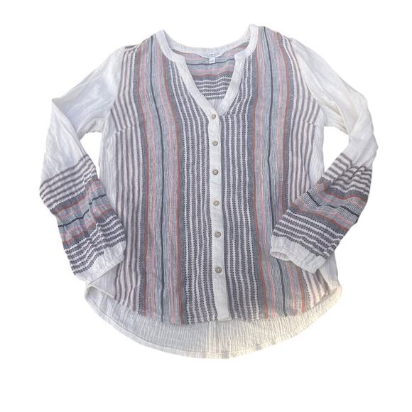 Liverpool Button Front Shirred Blouse In Vintage White - Picture 4 of 16